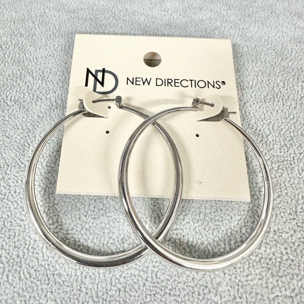 ND New Directions 2" Silver Tone Hoop Earrings